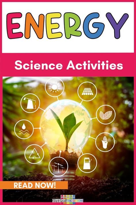 Your first grade science students will love exploring different types of energy with the Energy in Our Lives science unit. This blog post details a variety of hands-on activities, investigations and observations you can do to bring this topic of study to life for your elementary students. Students will learn about different sources of energy and how each works. Head over to this blog post for lots of activity ideas you can use for this science topic. Energy Science Activities, Teaching Energy, Sources Of Energy, Types Of Energy, What Is Energy, First Grade Science, Energy Activities, Science Topics, Science Units