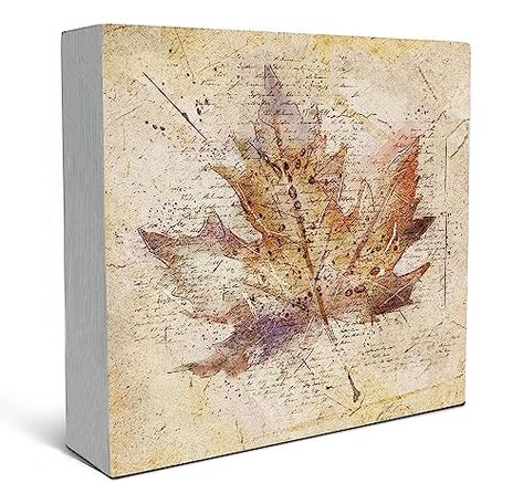 Retro Fall Maple Leaf Watercolor Drawing Wood Box Sign Desk Decor,Rustic Autumn Seasonal Thanksgiving Wooden Block Box Sign Decoration For Home Farmhouse Indoor Outdoor Wall Shelf Table Decor Fall Decorations For Home, Drawing Wood, Autumn Wall Art, Leaf Watercolor, Fall Frames, Tin Wall Art, Rustic Autumn, Farmhouse Wood Sign, Shelf Table