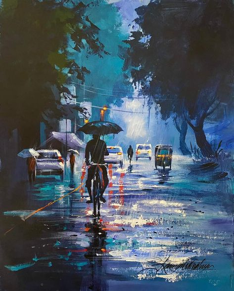 Rainy Season Painting, Kolkata Sketch, Cityscape Composition, Bangladesh Painting, Rainy Season Drawing, Scenes Drawing, Cityscape Paintings, Monochrome Painting, Drawing Scenery