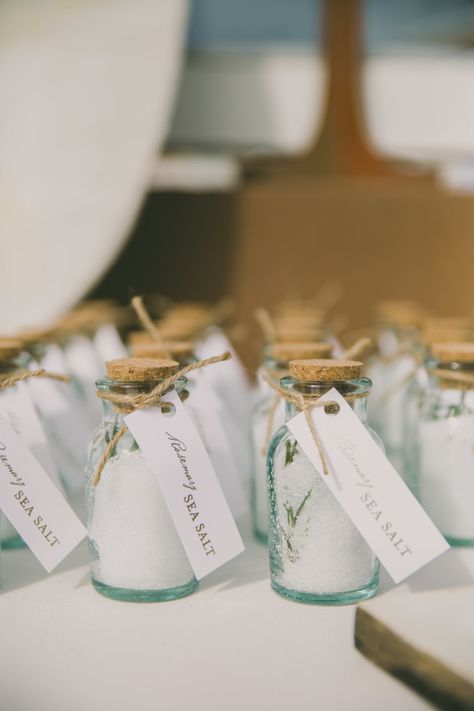 Perfect infused salt favors Sea Salt Wedding Favors, Salt Wedding Favors, Sand Wedding Favors, Salt Favors, Infused Salt, Nautical Wedding Favors, Beach Decorations, Diy Beach Wedding, Homemade Wedding Favors