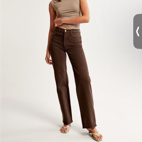 24/00s Dark Brown Brown Jeans Outfit Women, Brown Pants Women, 90s Relaxed Jeans, Brown Jeans Outfit, Jeans Outfit Women, Brown Jeans, Abercrombie And Fitch Jeans, Relaxed Jeans, Brown Pants