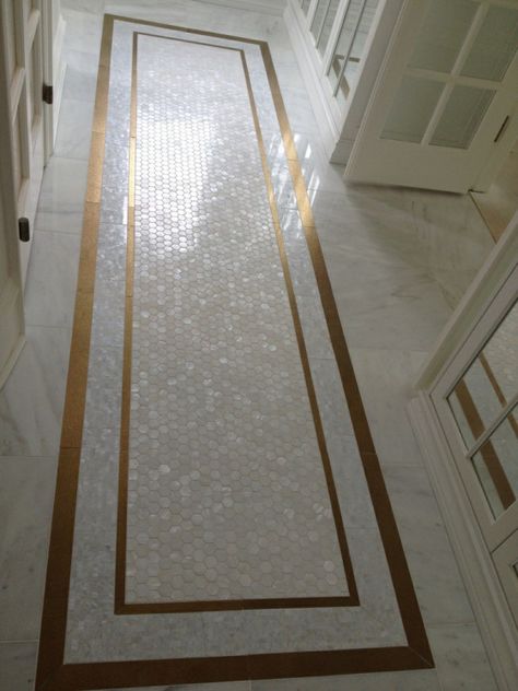 Gold and pearl mosaic tile river city tile company edmonton Bedroom Flooring Ideas Tile, Flooring Ideas Tile, Bath Tile Design, Mosaic Tile Flooring, Marble Flooring Design, Foyer Flooring, Gold Tile, Pearl Tile, Living Room Tiles