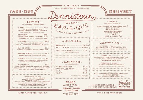 #Dennistoun #Bar-B-Que #Glasgow #Menu #Design A3 Menu Design Restaurant, Menu Project, Steak Menu, Lunch Cafe, Menu Design Inspiration, Diner Menu, Mexican Menu, Menu Illustration, Bbq Menu