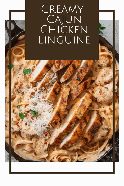 Chicken Pasta With Tomatoes, Cajun Chicken Linguine, Spicy Cajun Chicken Pasta, Linguine Recipes Easy, Linguine Alfredo, Chicken Linguine, Spicy Chicken Pasta, Creamy Cajun Chicken Pasta, Creamy Cajun Pasta