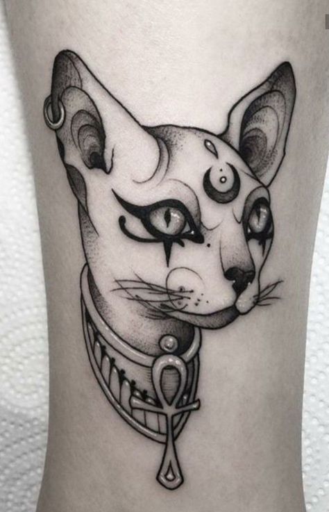 Bast Tattoo, Sphynx Cat Tattoo, Bastet Tattoo, Egyptian Cat Tattoos, Horus Tattoo, Egyptian Tattoo Sleeve, Tier Tattoo, Egypt Tattoo, 4 Tattoo