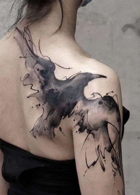 Musings In The Dark 42 Tattoo, Stunning Tattoos, Snake Tattoos, Crow Tattoo, Muster Tattoos, Raven Tattoo, Watercolor Tattoos, Geniale Tattoos, Gothic Tattoo