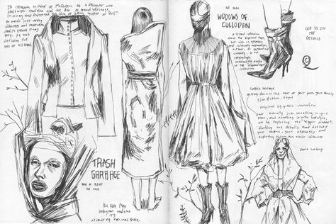 Alexander McQueen Sketches | Under the Tone Alexander Mcqueen Designs, Fashion Folio, Textile Book, Alexander Mcqueen Savage Beauty, Sketchbook Spread, Fashion Sketching, A Level Art Sketchbook, Collection Ideas, Savage Beauty