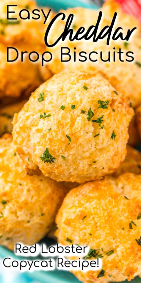 These Cheddar Drop Biscuits are loaded with Cheddar and Colby Jack Cheese and topped with garlic butter. They’re a savory, buttery, and cheesy biscuit recipe everyone will love! Cheddar Cheese Drop Biscuits, Garlic Cheese Drop Biscuits, Easy Cheesy Garlic Biscuits, Cheddar Garlic Drop Biscuits, Garlic And Cheese Biscuits, Drop Cheddar Biscuits, Quick And Easy Cheese Biscuits, Cheddar Cheese Recipes Dinners, Cheddar Cheese Desserts