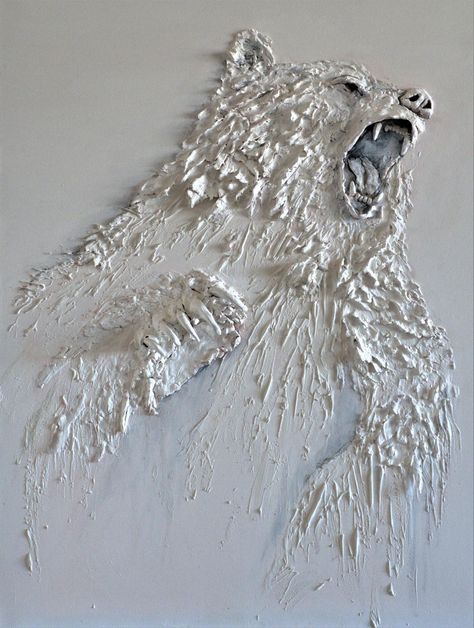 Animal Texture Art, Textured Water Painting, Drywall Art Sculpture, Textured Animal Art, 3d Ideas Art, Painting With Plaster On Canvas, Textured Art Painting, Ed Artwork, Texture Paint Ideas