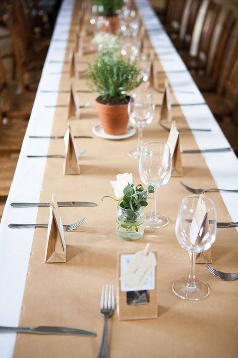 rustic kraft paper wedding table runner / http://www.himisspuff.com/wedding-table-centerpieces-runners/7/ Diy Wedding Flower Centerpieces, Wedding Favor Table, Paper Table Runner, Diy Wedding Table, Diy Confetti, Deco Champetre, Table Favors, Kraft Paper Wrapping, Paper Table