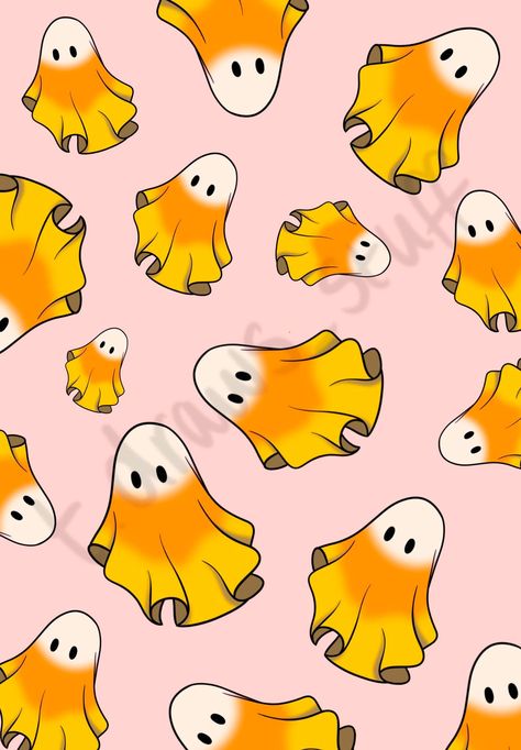 Candy corn ghost wallpaper Made on procreate Candy Corn Illustration, Halloween Home Screen Wallpaper, Candy Corn Drawing, Candy Corn Wallpaper, Horror Sublimation, Corn Drawing, Bow Wallpaper Iphone, Candy Corn Pumpkin, Corn Painting