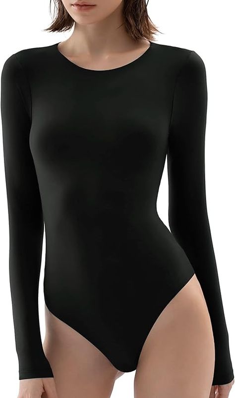 Amazon.com: PUMIEY Bodysuits For Women Long Sleeve Tops Jet Black Medium : Clothing, Shoes & Jewelry Long Slip Dress, High Neck Bodysuit, Body Suits, Body Top, Shapewear Bodysuit, High Neck Sleeveless, Prime Day, Sleeveless Bodysuit, Women Long Sleeve Tops