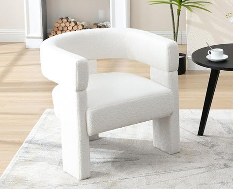 This armchair cleverly combines modern style with elegance. The unique barrel side chair is not only eye-catching but also visually light. The full faux fur soft cover design is not only beautiful and can avoid bumping, safer, and ideal for family use. Small Cozy Bedroom, Modern Reading Chair, Comfy Sofa Chair, Barrel Accent Chair, Comfy Reading Chair, Upholstered Bedroom, Contemporary Accent Chair, Bedroom White, Cozy Sofa