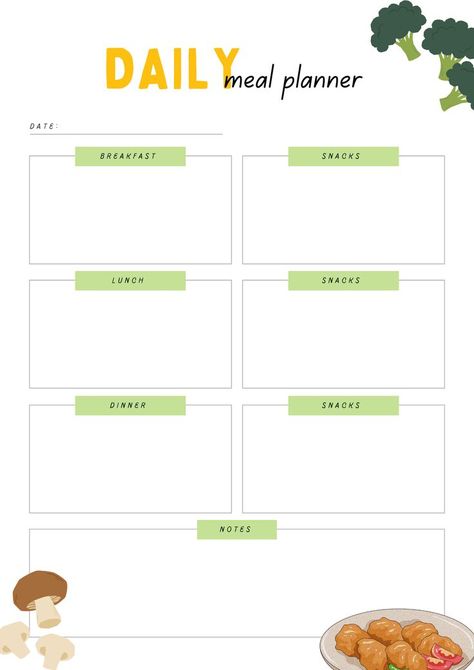 "Daily Meal Planner Template" Part of Meal Planner Bundle PDF Daily Meal Planner, Meal Planner Template, Breakfast Snacks, Planner Bundle, Lunch Snacks, Daily Meals, Meal Plans, Meal Planner, Daily Planner