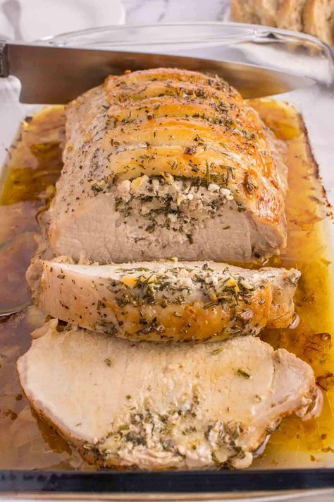 Bone In Pork Sirloin Roast, Italian Thanksgiving Dinner, Crispy Baked Cod, Garlic Pork Loin, Pork Lion Recipes, Best Pork Loin Recipe, Italian Thanksgiving Recipes, Pork Loin Oven, Pork Loin Recipes Oven