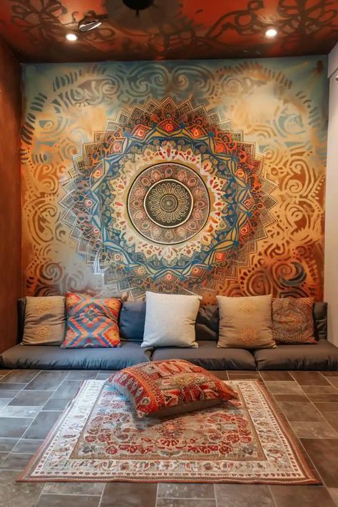 22 Inspiring Meditation Room Ideas: Design Your Dream Zen Zone - DailyHomeSafety Best Color For Bathroom, Meditation Shed, Yoga Room Wall Decor, Color For Bathroom, Small Meditation Room, Healing Room Ideas, Reiki Room Ideas, Meditation Room Ideas, Zen Meditation Room