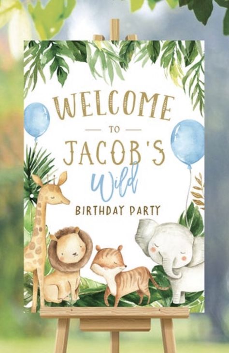 First Birthday Invitation Cards, Safari Invitations, Wild One Birthday Invitations, Baby Birthday Invitations, Animal Baby Shower Theme, Flower Background Design, Jungle Birthday Party, Baby Art Projects, Bday Invitations