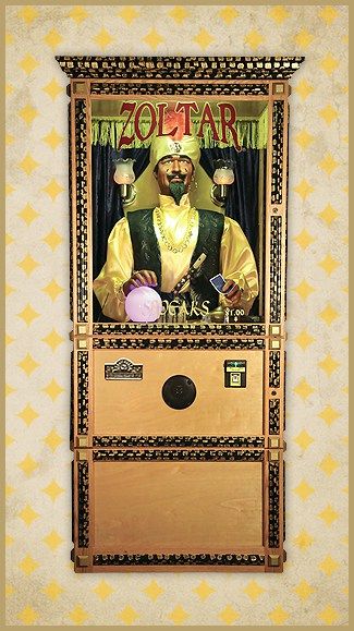 Deluxe - Zoltar.org Zoltar Fortune Teller, Vintage Fortune Teller, Machine Project, Cardboard Houses, Cardboard Standup, Vintage Arcade, Work Decor, Fortune Tellers, Circus Train