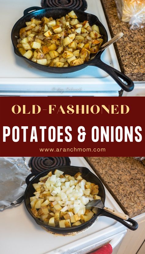 Country Hashbrown Recipes, Country Fried Potatoes And Onions, Fried Onions And Potatoes, Southern Fried Potatoes And Onions, Fried Tators, Fried Hashbrowns, Taco Tortellini, Fried Potatoes With Onions, Pan Fried Potatoes And Onions