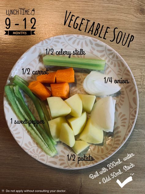 Vegetable Soup 👶🏻🍲 Food for Baby 9-12 Months. Baby Food 9-12 Months, Recipes For Baby 9-12 Months, Baby Recipes 9-12, Baby Food Recipes 9-12, 9 Months Baby Food, Soup For Babies, 12 Month Baby Food, Food For Baby, Weaning Foods