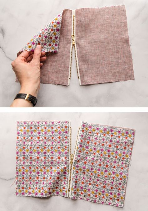 Easy Zipper Pouch Tutorial, Easy Zipper Pouch, Diy Pouch No Zipper, Zipper Tutorial, Simple Pouch, Suzy Quilts, Sew Zipper, Pouch Sewing, Zipper Pouch Tutorial