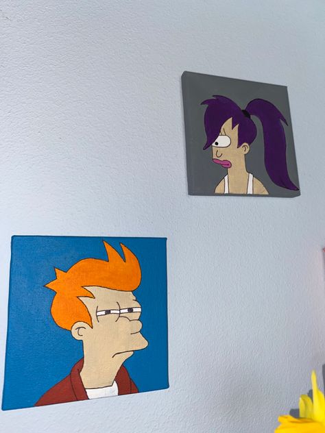 Leela And Fry, Futurama Painting, Fry Futurama, Incredible Art, Cartoon Tv Shows, Cute Canvas Paintings, Cute Canvas, Cute Paintings, Paintings On Canvas