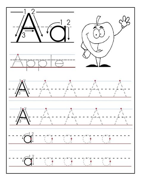 Kids Worksheet ABC Tracing to Learn Writing | Loving Printable Handwriting Worksheets For Kindergarten, Tracing Letters Preschool, Kertas Kerja Prasekolah, Aktiviti Prasekolah, Alphabet Writing Worksheets, A Is For Apple, Letter Recognition Worksheets, Letter Worksheets For Preschool, Alphabet Writing Practice