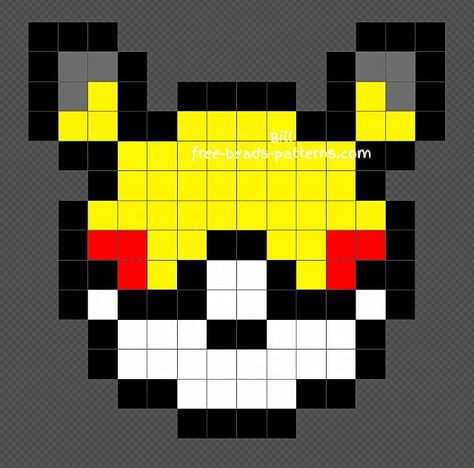 Custom Pokeball Pikachu edition Hama Beads Perler Beads 14x14 Pikachu Bead Pattern, Perler Bead Patterns Pikachu, Perler Beads 14x14, Pokeball Perler Bead Patterns, Pokemon Beads Pattern, Pikachu Perler Bead Pattern, Pikachu Perler Beads, Pikachu Hama Beads, Pixel Art Pikachu