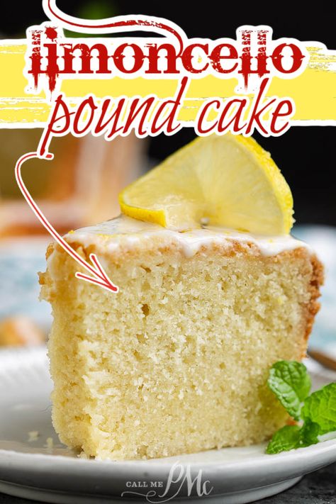 Limoncello Pound Cake Recipe This bundt dessert cake recipe is moist & rich with limoncello liqueur in the batter & glaze. #baking #dessert #cake #poundcake #poundcakepaula Lemon Pound Cake With Glaze Recipe, Lemon Pound Cake With Glaze, Limoncello Pound Cake, Pound Cake With Glaze, Pound Cake Glaze, Trisha Yearwood Recipes, Lemon Layer Cakes, Glaze For Cake, Lemon Buttercream