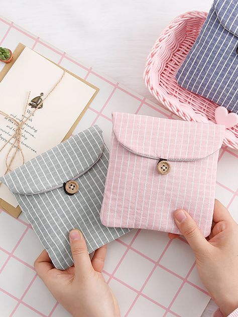 Multicolor    Cotton&Linen  Sanitary Napkin Storage Bags Embellished   Storage & Organization Sanitary Pouch, Sanitary Napkin Bag, Sanitary Napkin Storage, Napkin Storage, Diy Clothes And Shoes, Luxury Clutch, Sanitary Napkin, Potli Bags, Sanitary Pads