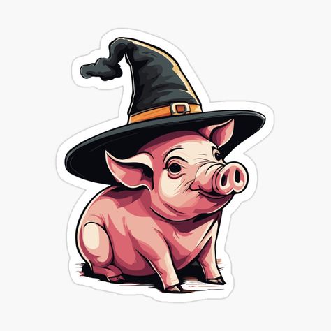 Get my art printed on awesome products. Support me at Redbubble #RBandME: https://www.redbubble.com/i/sticker/Pig-in-a-witch-hat-halloween-piggy-by-Niktarka/152991679.EJUG5?asc=u Pig Halloween, Witch Hat Halloween, Stickers Design, A Witch, Witch Hat, Sticker Design, My Art, Awesome Products, Witch