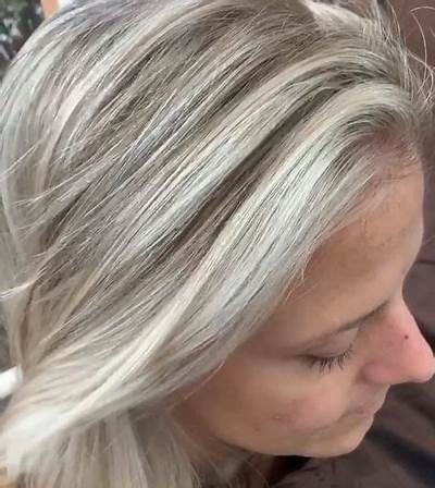 70 Lowlights for white hair ideas White Hair With Lowlights, Natural White Hair, Premature Grey Hair, Dark Grey Hair, Grey Hair Wig, Tone Makeup, Grey Blonde Hair, Short White Hair, Grey Blonde