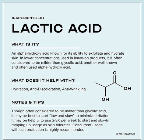 Lactic Acid Skincare Routine, Benefits Of Chemical Peels, Lactic Acid Benefits, Esthetics Instructor, Lactic Acid Skincare, Esthetician Notes, Glycolic Acid Benefits, Beauty Apothecary, Skin Education