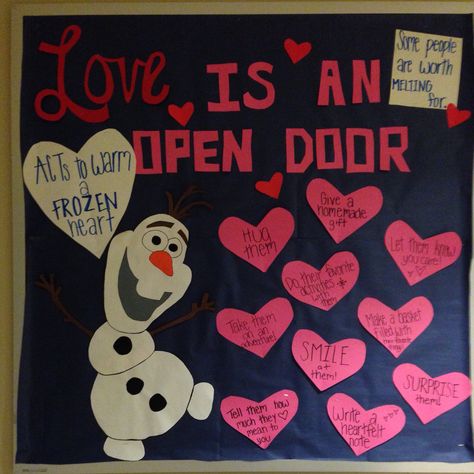 Winter Valentine Bulletin Board Ideas, Olaf Valentine Bulletin Board, New Bulletin Board Ideas, Olaf Bulletin Board, Frozen Bulletin Board, Valentine Bulletin Board Ideas, Valentines Door Decorations Classroom, Valentine Bulletin Board, Valentines Classroom Door