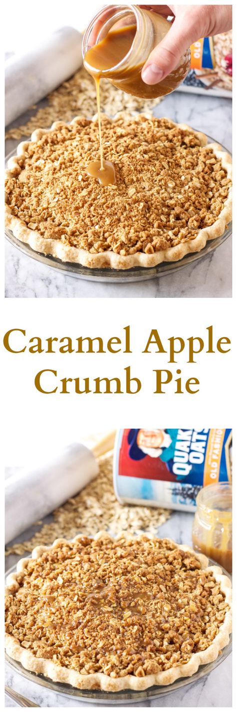 Caramel Apple Crumb Pie | www.reciperunner.com | The perfect holiday pie with the most amazing oat crumb topping! @Target #QuakerUp #MyOatsCreation #spon Apple Crumb Pie, Crumb Pie, Holiday Pie, Apple Crumb, Apple Apps, Sweet Pie, Crumb Topping, Delicious Pies, Caramel Apple