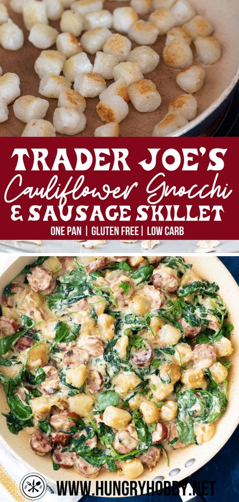 Cauliflower Gnocchi Sausage, Tj Cauliflower Gnocchi Recipe, Cauliflower Gnocchi Trader Joes Recipes, Chicken Sausage Cauliflower Gnocchi, What To Eat With Gnocchi Dishes, Trader Joe’s Paleo, Cauliflower Knocci Recipes Trader Joes, Trader Joes Paleo Recipes, Trader Joe’s Gluten Free Recipes