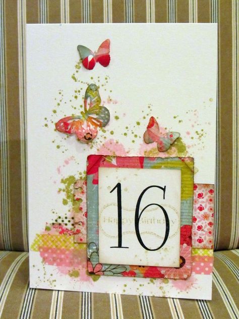 Birthday Card Ideas, 16th Birthday Card, 18th Birthday Cards, Sister Birthday Card, Homemade Birthday Cards, Paper Scraps, Birthday Cards For Boyfriend, Birthday Scrapbook, Girl Birthday Cards