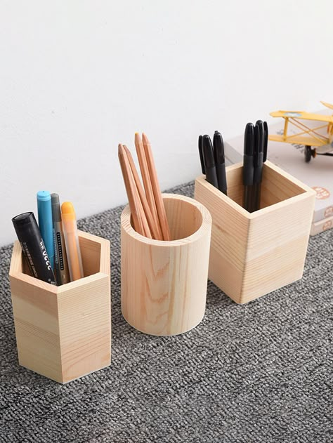 Multicolor  Collar  Wood  Pen Holders Embellished   Desk Accessories Wood Pen Holder, Wood Pencil Holder, Wooden Pen Holder, Diy Wooden Projects, Wooden Pen, Scrap Wood Projects, Wood Pens, Woodworking Projects That Sell, Stationery Storage