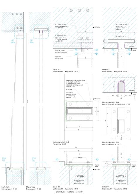 Forum at the Eckenberg Academy / Ecker Architekten Steel Column Details Steel Column Detail, Column Detail, Student Lounge, Architecture Blueprints, Concrete Column, Building Drawing, Steel Columns, Student Body, Steel Detail