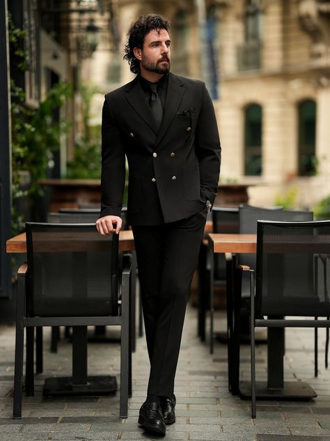 Black Double Breasted Suit 2-Piece Double Breasted Blazer Outfits Men, Black Double Breasted Suit Men, Blue Double Breasted Suit, Mens Double Breasted Blazer, Best Wedding Suits For Men, Black Double Breasted Suit, Double Breasted Suit Men, Best Wedding Suits, Bow Tie Suit