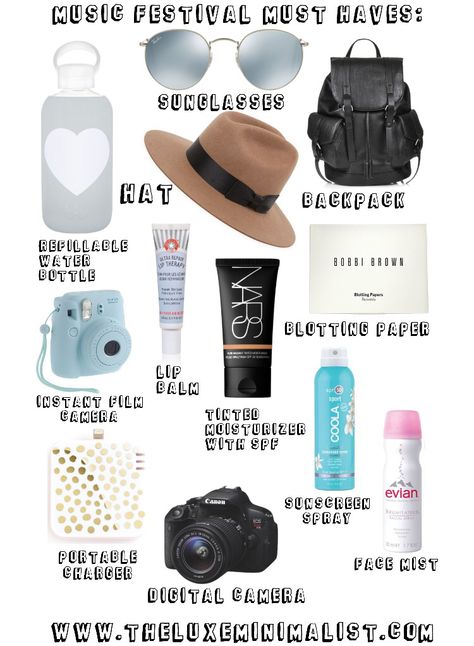 What to bring to a music festival. #festivalstyle #festival #festivalessentials #musicfestival #coachella #jazzfest #lollapalooza Festival Bags Coachella, Music Festival Checklist, Festival Camping Outfits, Music Festival Bag Essentials, What To Pack For A Music Festival, What To Bring To A Concert List, What To Bring To Concert, What To Bring To A Festival, Concert Must Haves List