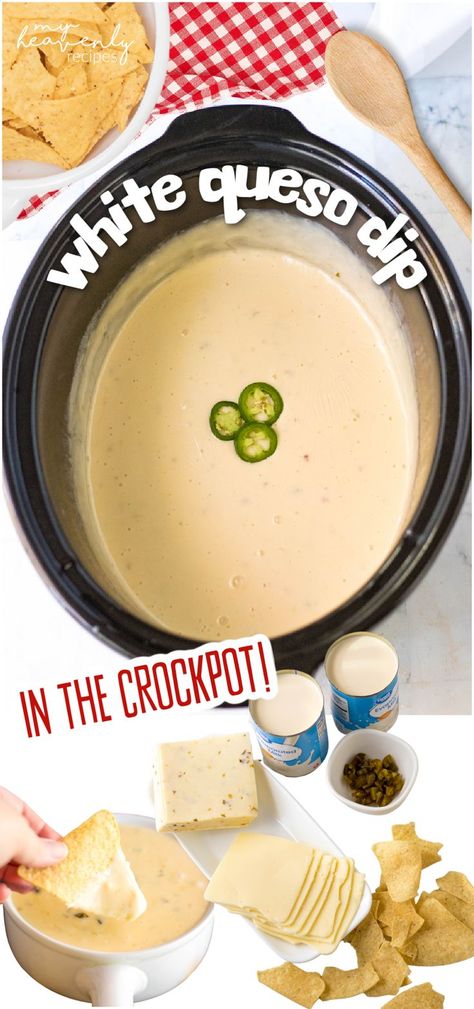 white queso dip Queso Dip In Crockpot, Queso Cheese Dip Crock Pot, Restaurant Style White Queso Dip Crockpot, Easy Baked Chicken Queso Dip, Cheese Dip For A Crowd, Best White Cheese Dip, Crockpot Restaurant Queso, Mexican Style Queso Dip, Authentic White Queso Dip