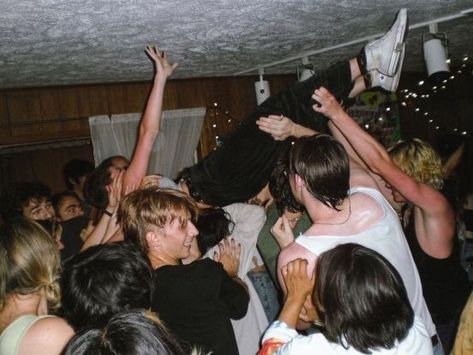 Teenage Dirtbag Party Aesthetic, Men Party Aesthetic, 2000s Dirtbag Aesthetic, Rock Star Lifestyle Aesthetic, Crowd Surfing Aesthetic, Party Rock Aesthetic, 90s Teenage Dirtbag Aesthetic, 00s Punk Aesthetic, Rockstar Party Aesthetic