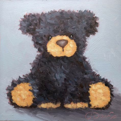 Teddy Bear Painting, Toy Painting, Black Teddy Bear, Bear Painting, Old Teddy Bears, Pig Wallpaper, Bear Paintings, Baby Illustration, Bear Art