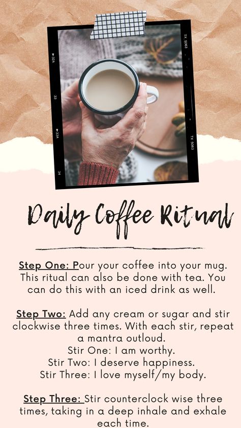 Morning Ritual Drink, Witch Coffee Ritual, Morning Coffee Ritual Witch, Morning Rituals Witch, Morning Coffee Spell, Morning Witch Ritual, Witchcraft Morning Ritual, Witchy Daily Rituals, Coffee Ritual Morning