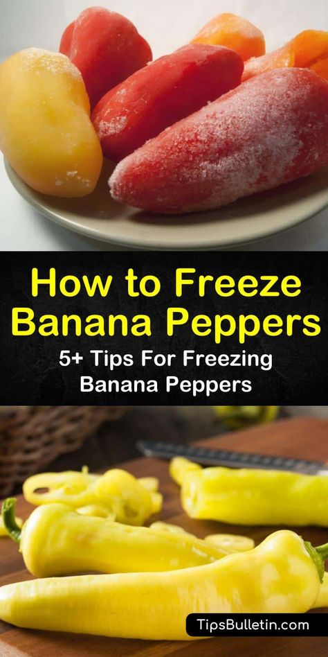 Discover how easy it is to freeze whole and slice, raw, or cooked sweet banana peppers in a few easy steps. Freeze peppers as a means of food preservation or meal prepping for soups and stews. #freezebananapeppers #freezepeppers #bananapeppers Freezing Sweet Peppers, How To Put Up Banana Peppers, Preserving Sweet Banana Peppers, Can You Freeze Banana Peppers, Storing Banana Peppers, Recipes With Sweet Banana Peppers, Preserve Banana Peppers, Canning Whole Banana Peppers, How To Freeze Banana Peppers