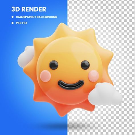 3d rendering of cute sun icon illustrati... | Premium Psd #Freepik #psd #summer Blender Objects, Animation Frames, Sun Emoji, 3d Sun, 3d Ui, 3d Emoji, Sun Icon, 3d Reference, Music Notes Art