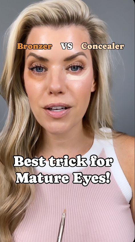 Courtney Spencer- your makeup friend and application coach | Here’s the science behind WHY this “HACK” is a much better option for mature eyes. 😬Unpopular opinion-“concealers” do not conceal. They… | Instagram Younger Eyes Make Up, Natural Concealer Look, Makeup Tips For Pale Skin, How To Put On Makeup For Women Over 50, Eye Makeup To Look Younger, Makeup For Tired Looking Eyes, Makeup For Aging Eyes, Best Drugstore Concealer For Under Eyes, Best Eye Concealer For Older Women