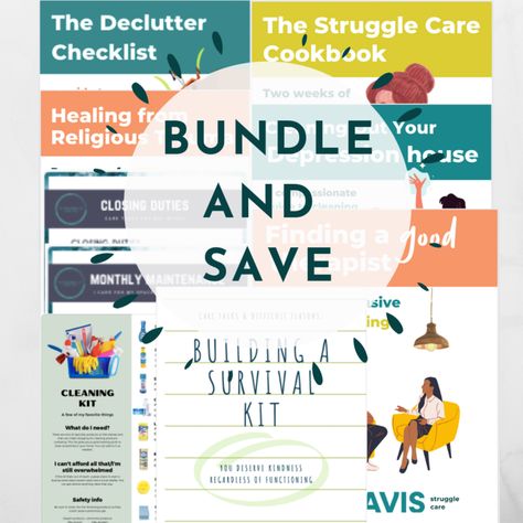 Shop — KC Davis Struggle Care, Kc Davis, Care Plan Template, Room Reset, Declutter Checklist, Cleaning Challenge, Executive Function, Workbook Template, Cleaning Guide