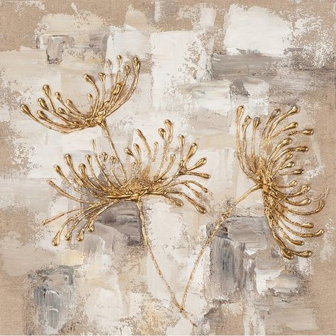 East Urban Home Wrapped Canvas Painting & Reviews | Wayfair.co.uk Bild Gold, Tableau Pop Art, Gold Leaf Art, Easy Canvas Painting, Plaster Art, Acrylic Artwork, Flower Art Painting, Pastel Painting, Abstract Painting Acrylic